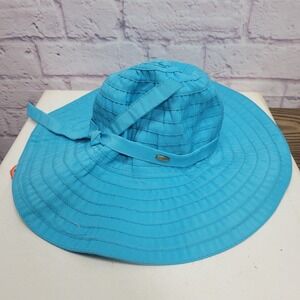 NEW Scala Handmade Ribbed Sunhat Turquoise UPF 50+ Packable‎ Travel Resortwear